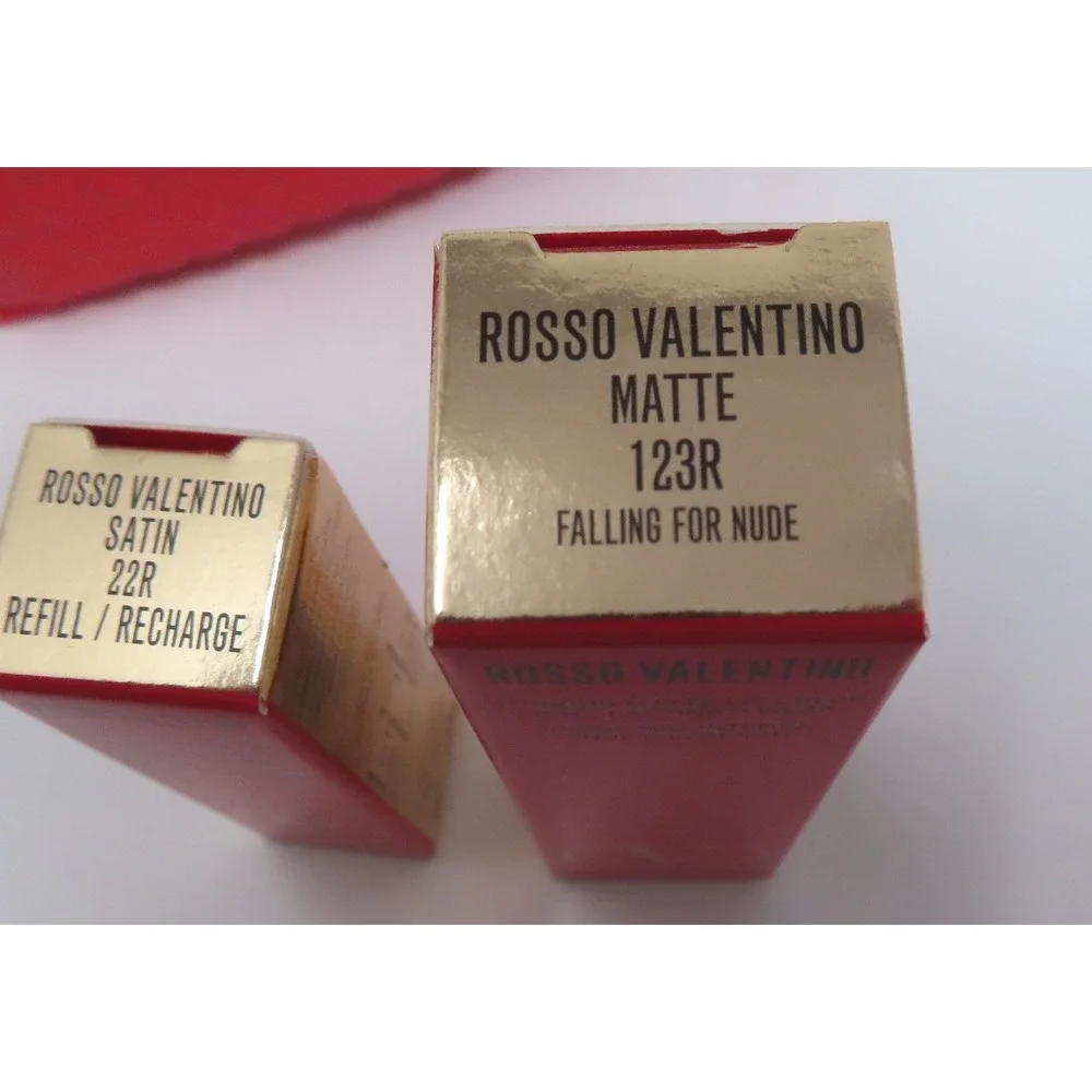 Valentino Rosso Valentino Lipstick Set 123R Matte 22R Satin Refill Red Pouch NEW
